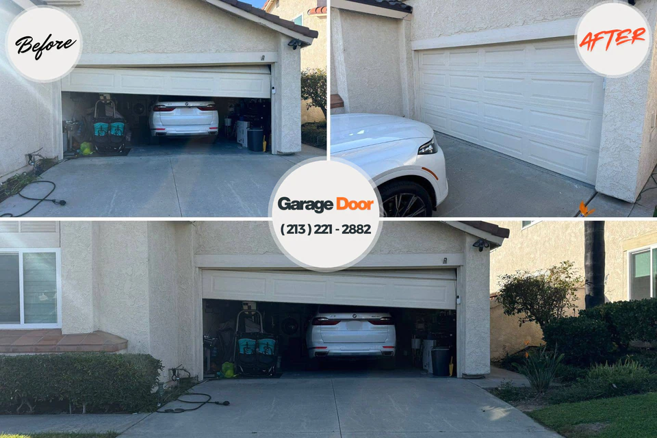 Before and after: garage door repair Los Banos, CA